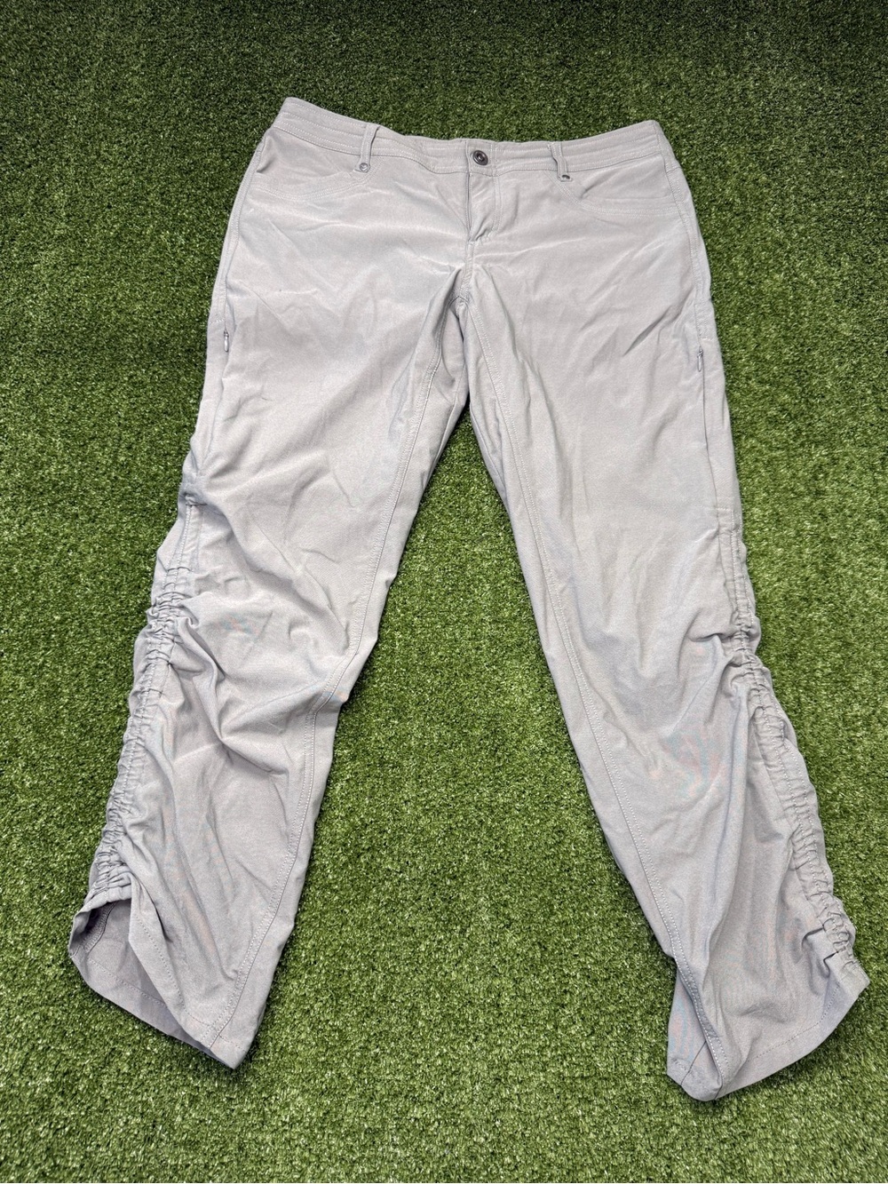Kuhl Treckr Pant Cinchable Grey Outdoor HIking Stretch Mid Rise Straight 12Short
